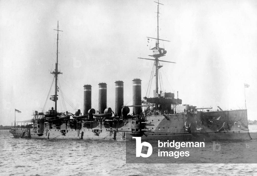 English cruiser Euryalus during Gallipoli campaign in Turkey, 1915