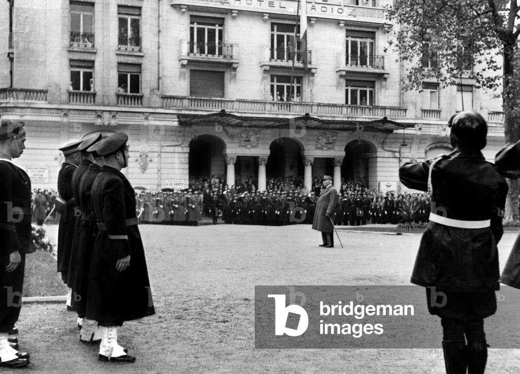Marshal Philippe Petain during war memorial ceremony in Vichy, France november 01, 1941 (?)