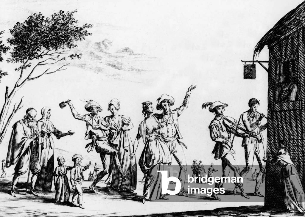 Country life, 1st empire (1804-1815), France : dance, engraving by Jean Duplessis-Bertaux