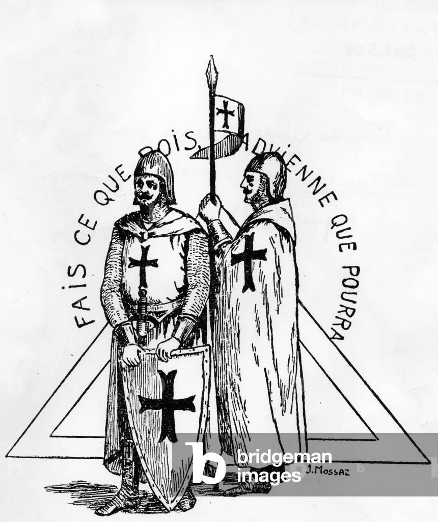 Endpaper of Le temple (The Temple) of Henri Jean Bolle, a middle ages order