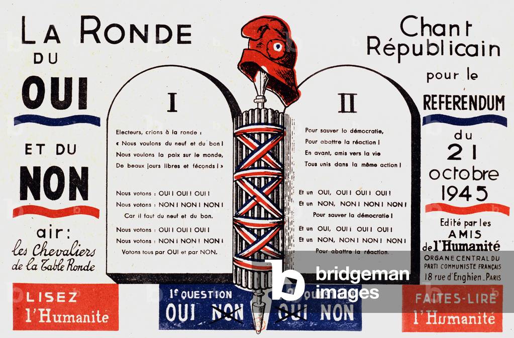 Poster of the French communist party announcing the referendum of october 21, 1945