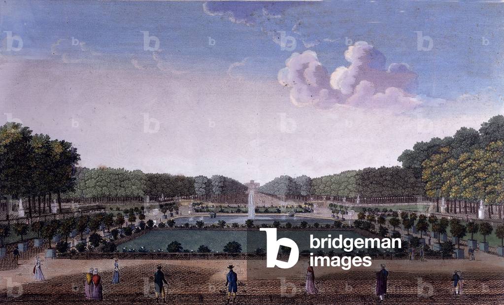View of Luxembourg gardens in Paris, c. 1820, engraving