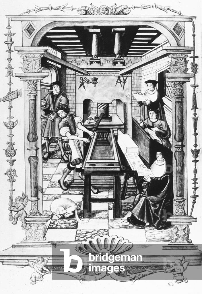 Interior View of printing press early 16th century