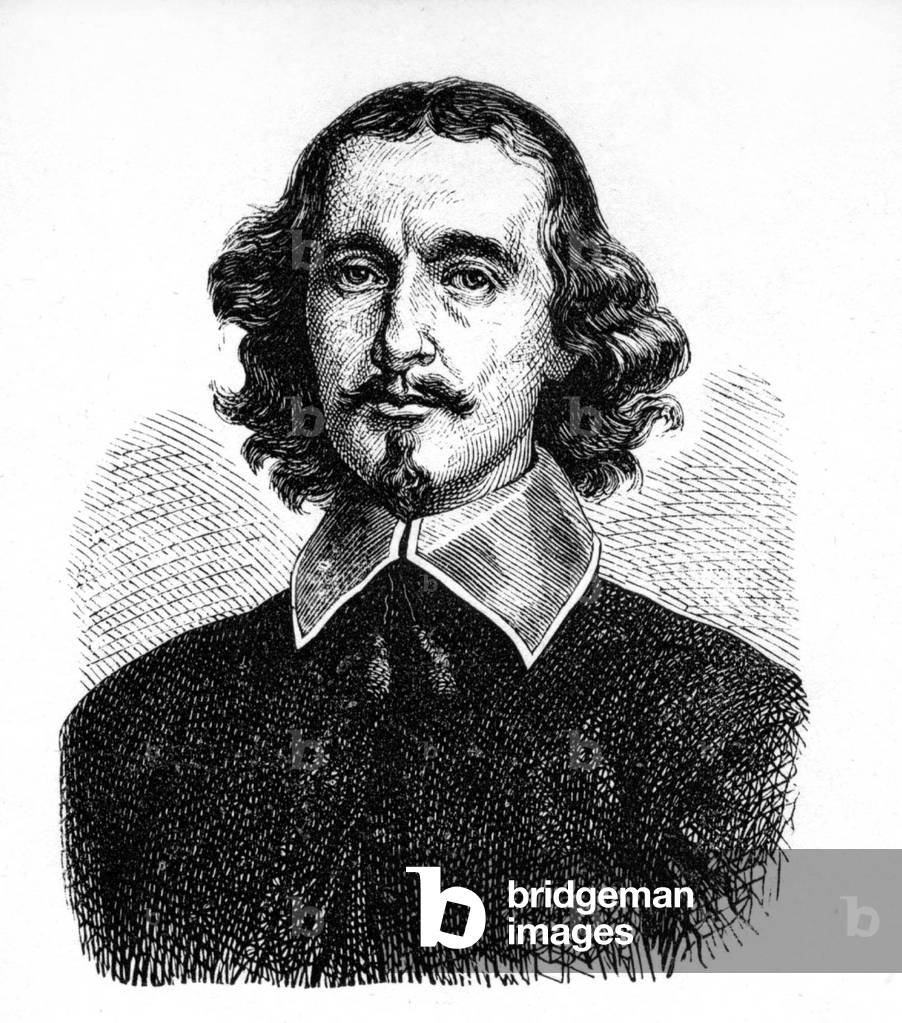 Otto von Guericke (1602-1686) german physicist inventor of a pneumatic machine, engraving