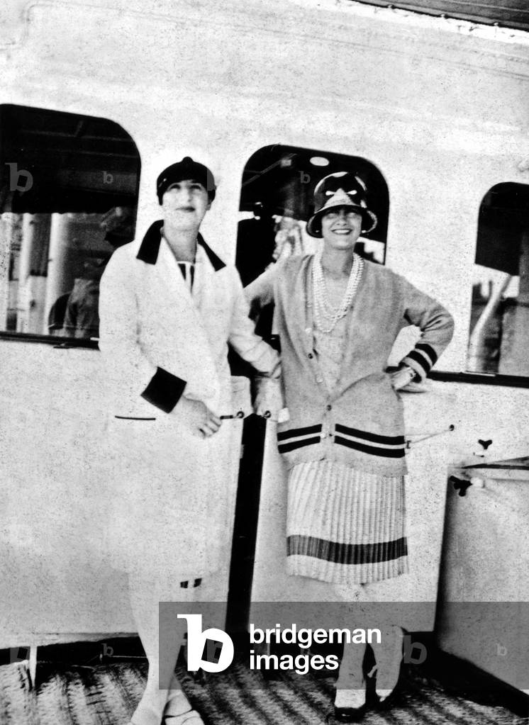 Marcelle Meyer (l) and Coco Chanel on yacht of duke of Westminster, c. 1928