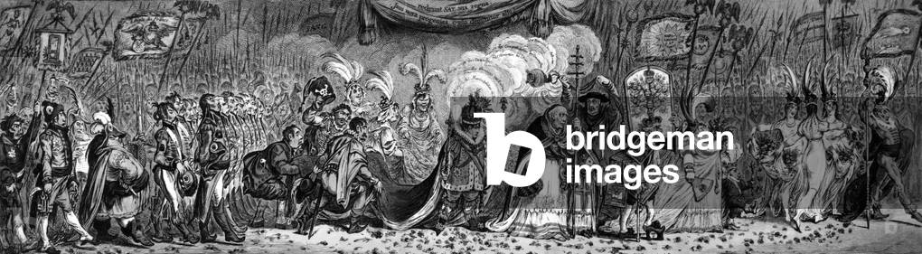 english cartoon ridiculing the coronation of French emperor Napoleon 1st on december 02, 1804, engraving