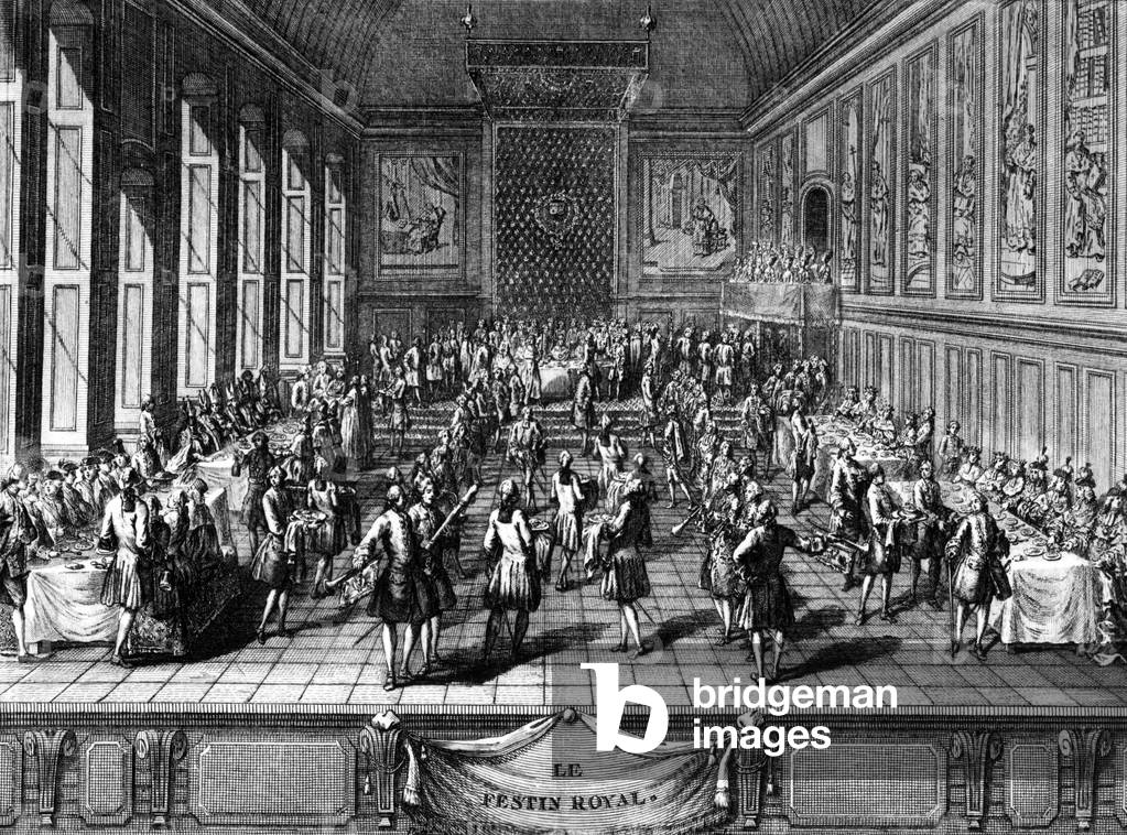 Royal feast in Louis XVI court, 1787, engraving