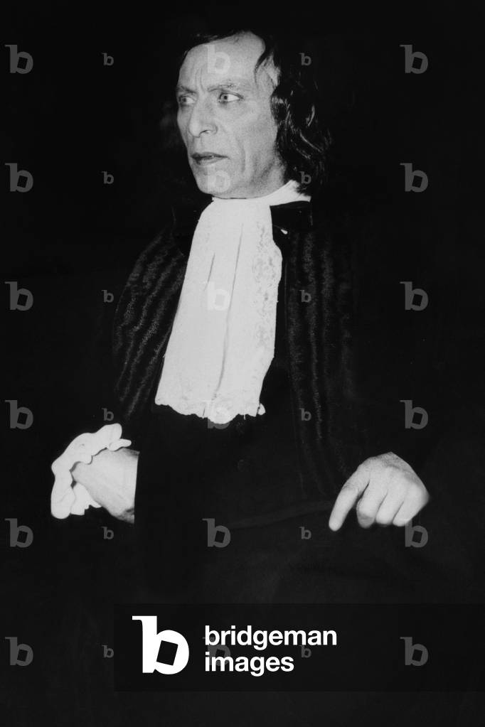 The French actor Louis Jouvet in the play entitled Tartuffe or the impostor by Jean Baptiste Poquelin called Moliere, in the theater of the Athenee, in Paris, in 1950
