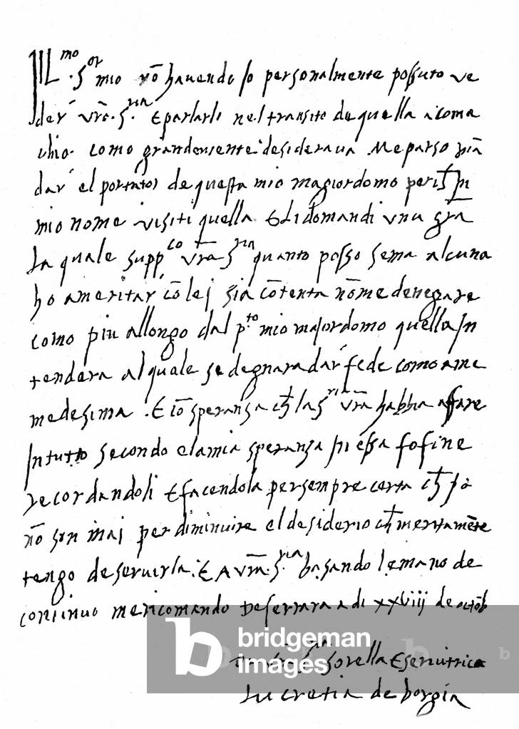 Letter written by Lucrezia Borgia (1480-1519) to her brother in law the marquis of Gonzague