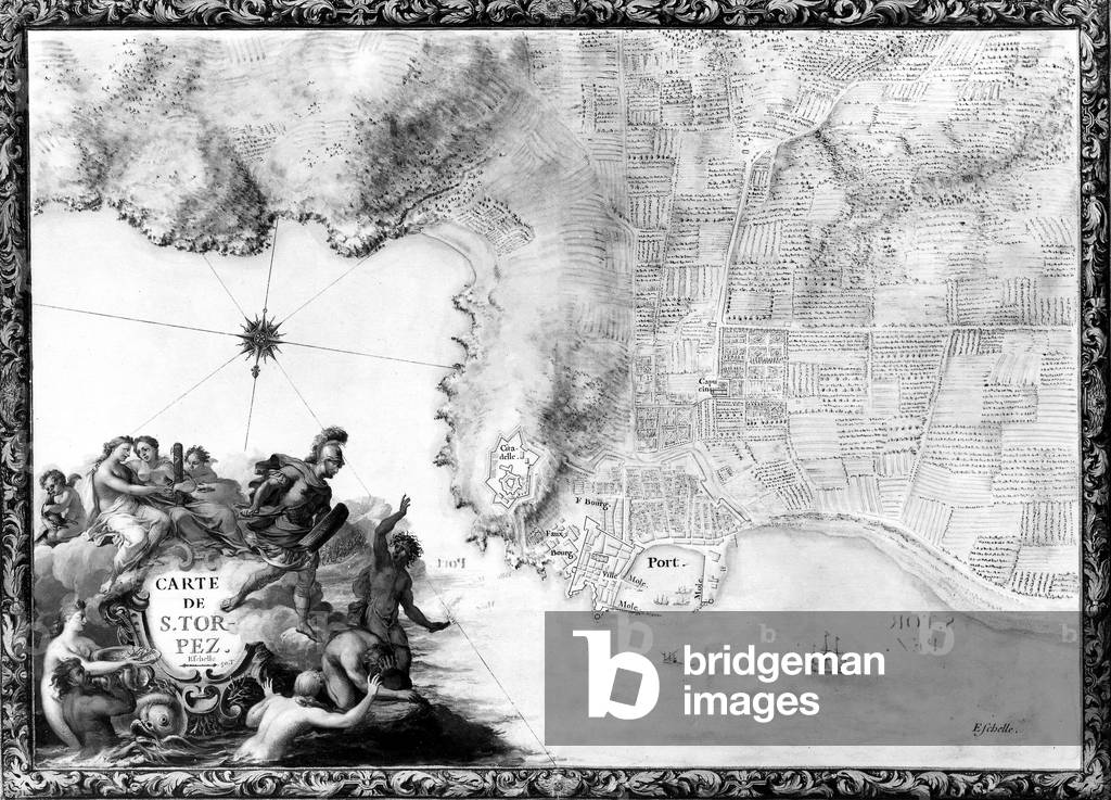 Map of Saint Tropez (France), from the Atlas of Louis XIV 1683-88