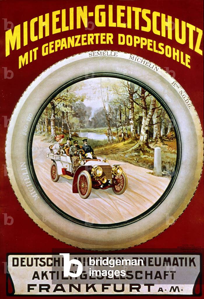 Advertising poster for French Michelin tyres in Frankfurt (Germany) c. 1905
