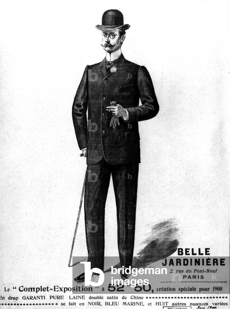 men's fashion in France in 1900, engraving