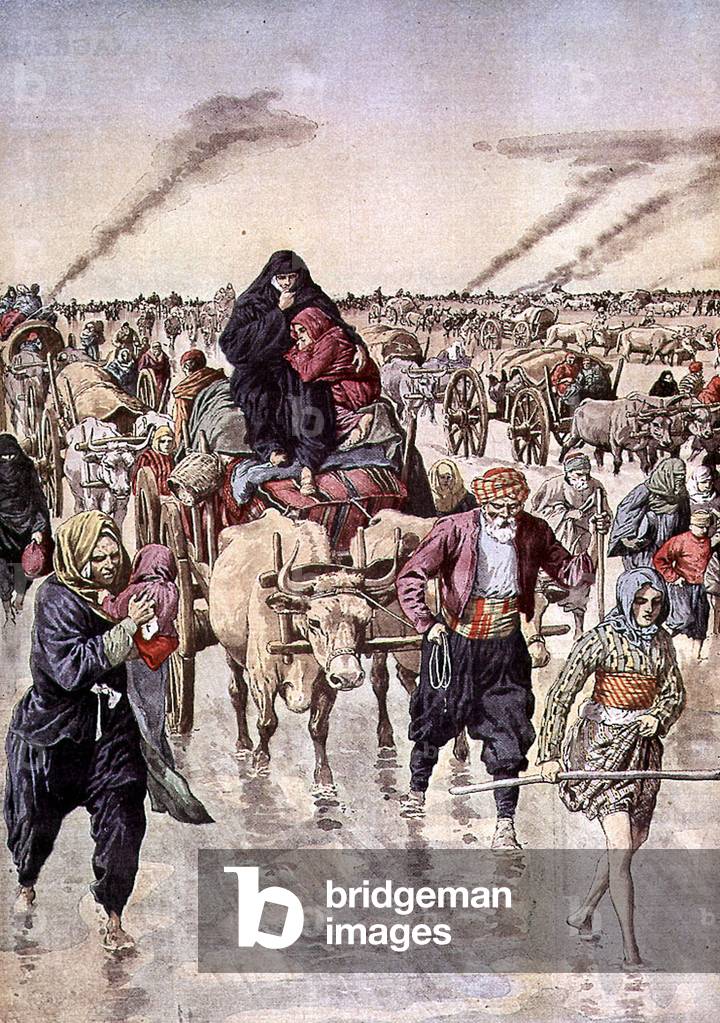 flight of farmers toward Constantinople, illustration from French newspaper 