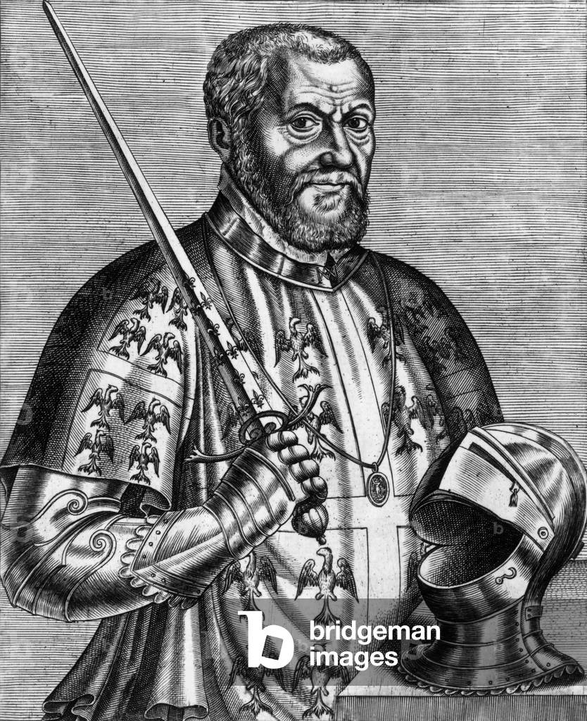 e supreme commander of the French armies Anne de Montmorency (1492-1567) who took part in wars of Italy under reign of Francois1st, engraving