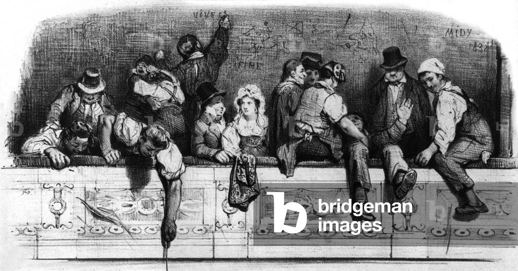 Audience at Funambules theatre in Paris, 1832, engraving