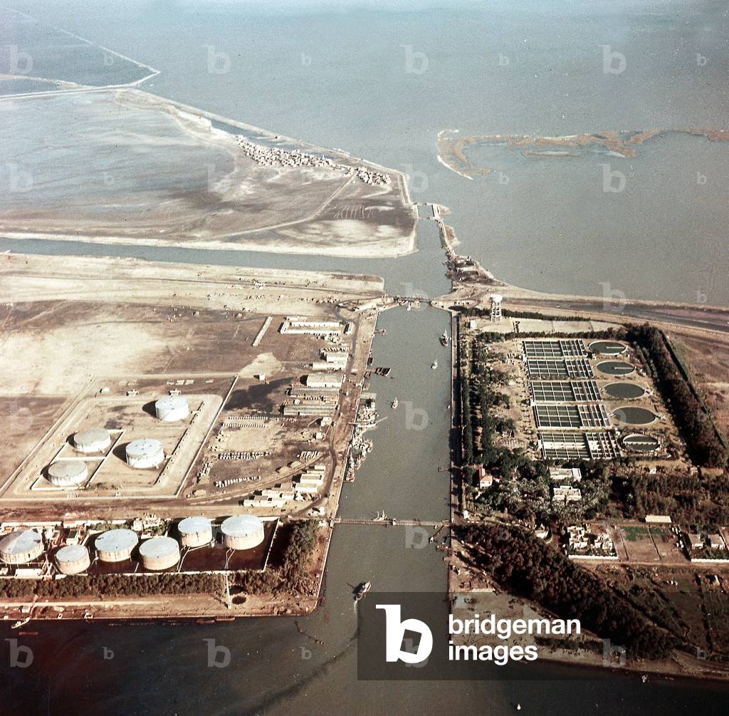 View of the Suez Canal in Port Said 