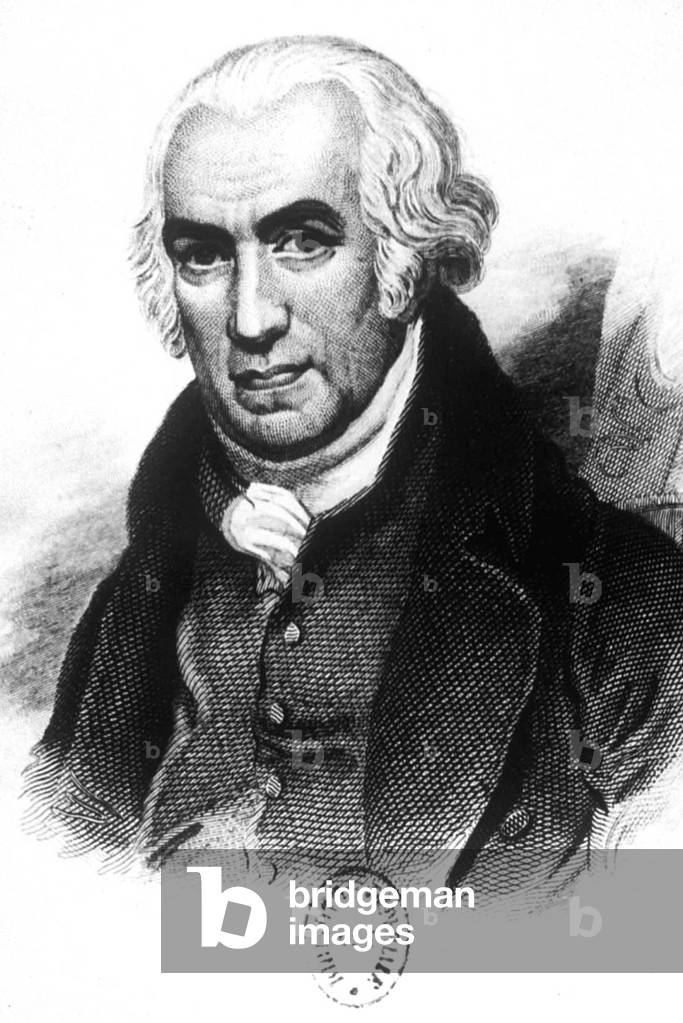 James Watt (1736-1819) scottish engineer and mechanic, he created steam engine which can be used in industry, engraving