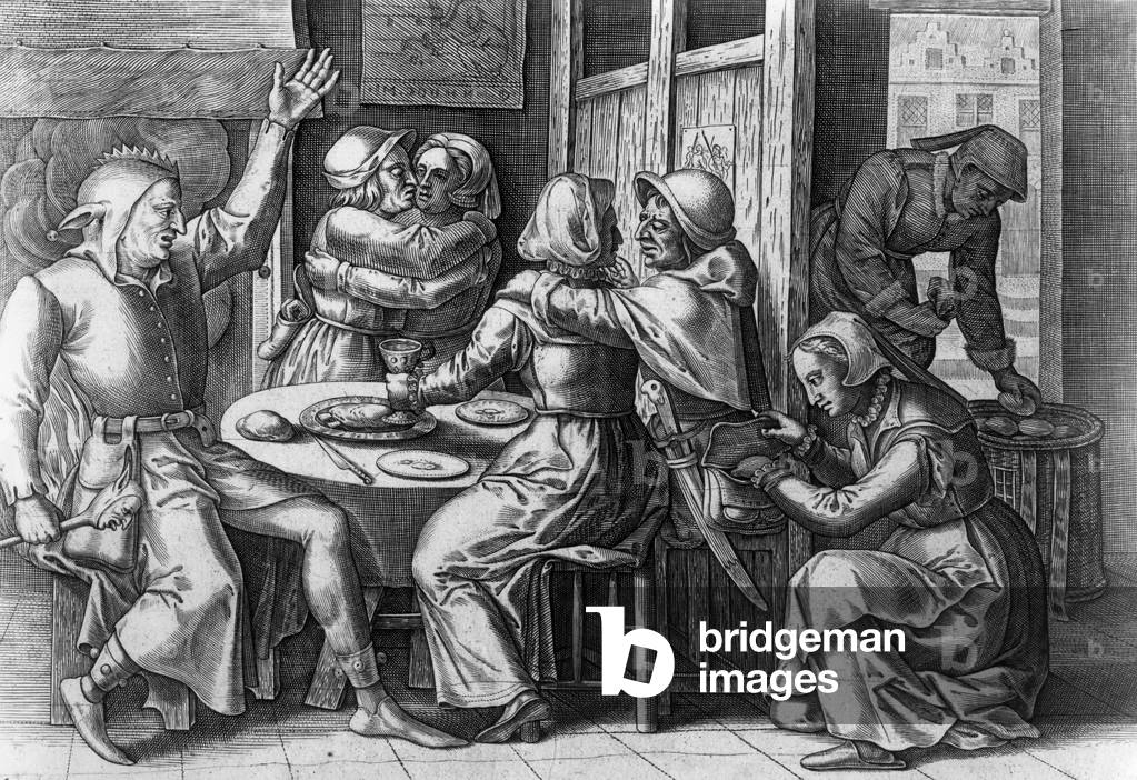 A popular meal in 17th century, engraving