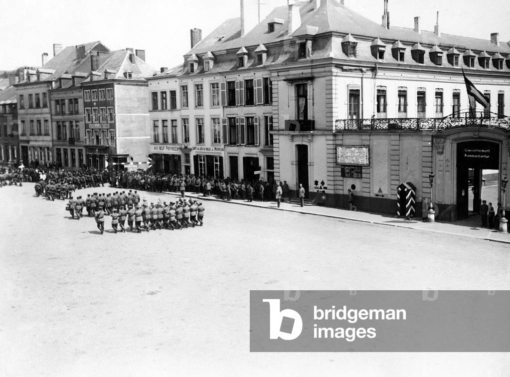 Military parade for General Von Hirschberg in Namur, Belgium, at the time of invasion of Belgium by german army during the great war