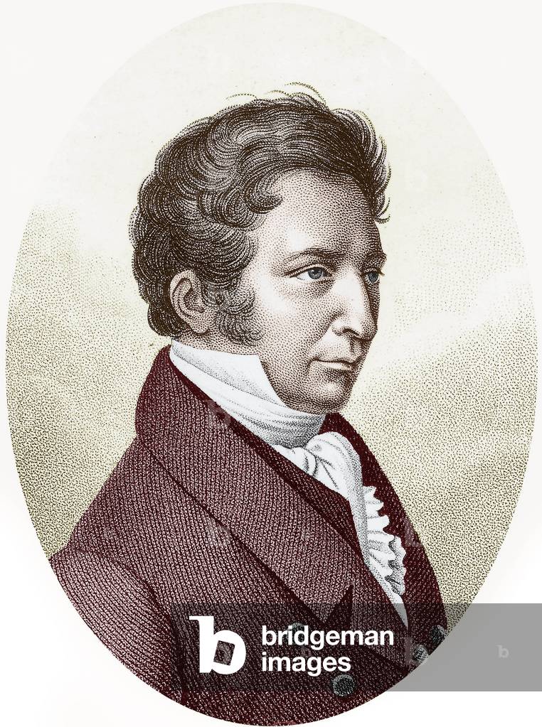 Jean Philippe Louis Gay Lussac (1778-1850) French chemist and physicist, here in 1824, engraving colourized document