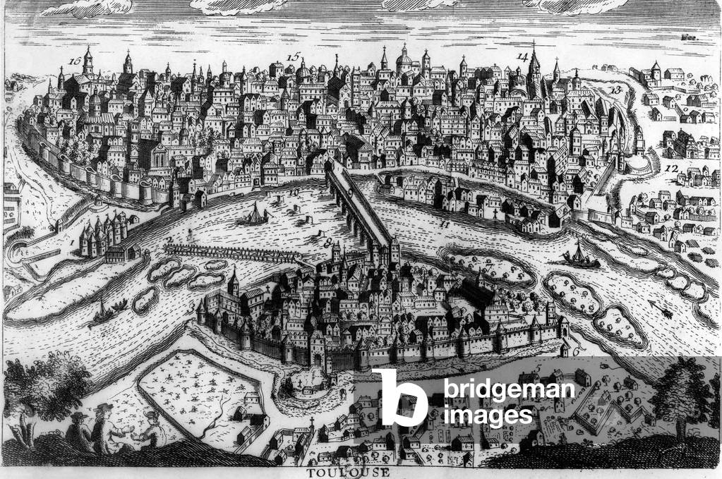 View of Toulouse, France, engraving, 17th century