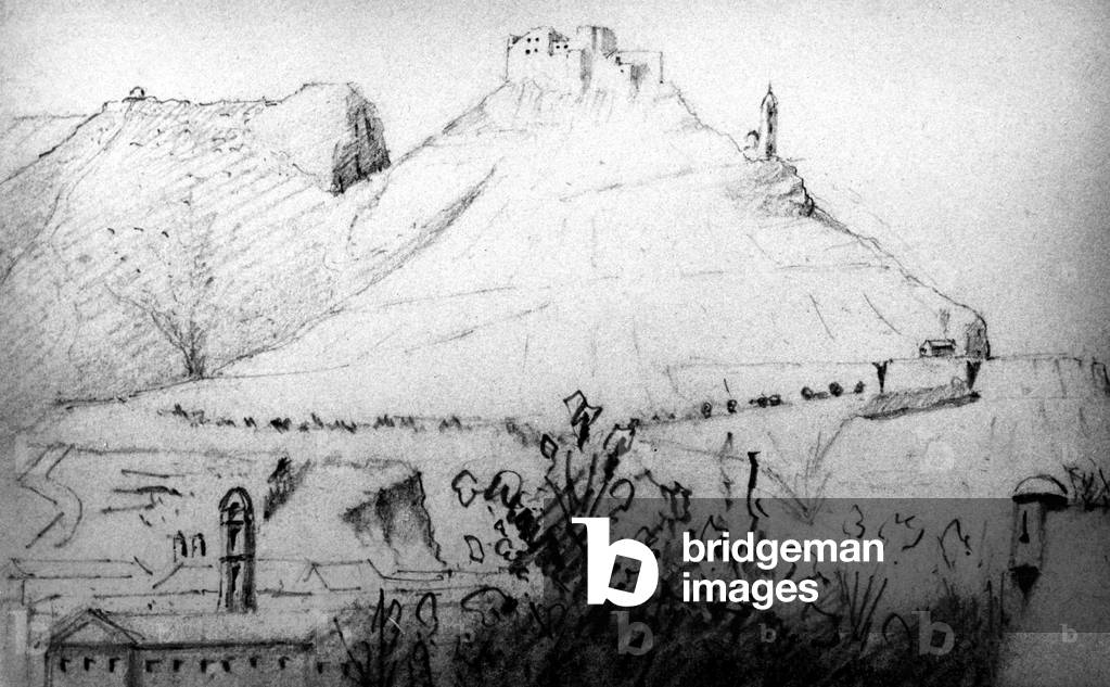 Landscape of Algeria, drawing by general Louis Lyautey ,1881