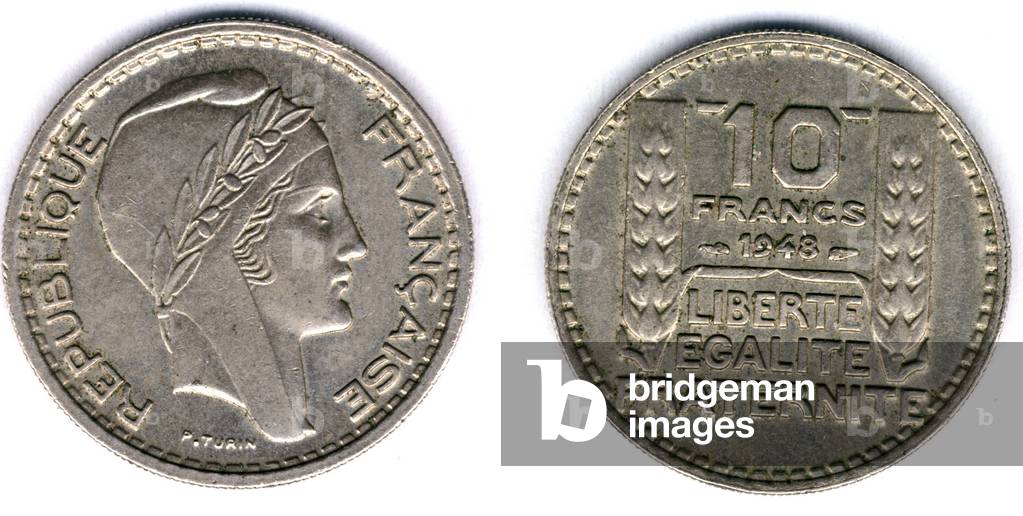 French coin (10 francs) in 1948