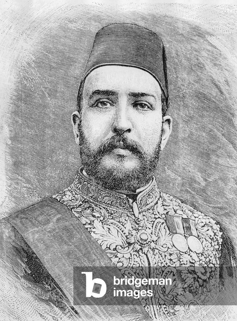 Tewfik Pasha (1852-1892) khedive of Egypt in 1879-1892, father of AbbasIIHilmi, engraving