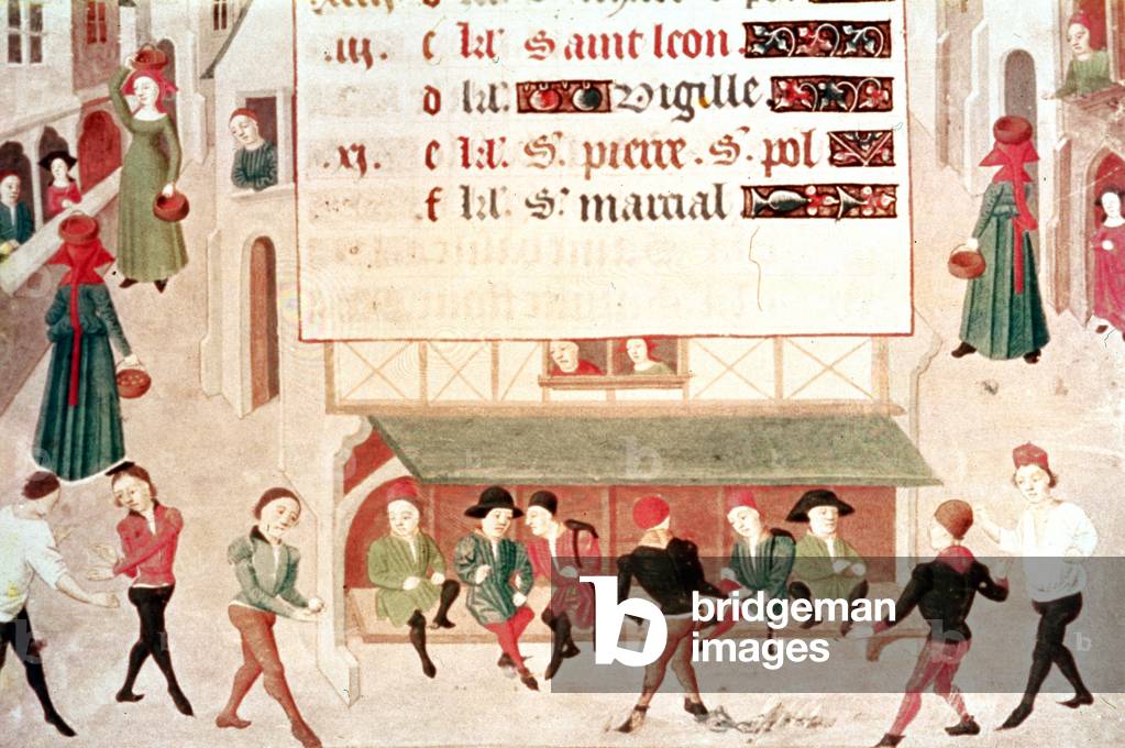 Calendar with street scene in France, illumination from 