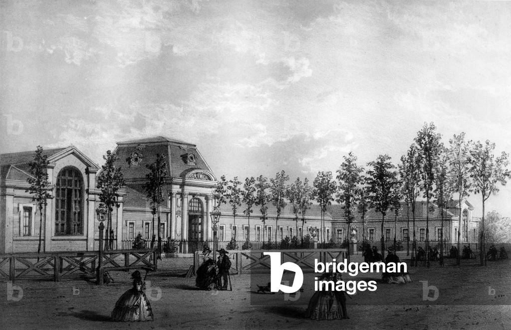 Vichy (spa), France : hydrotherapic establishment, engraving by Hubert Clerget, c. 1850