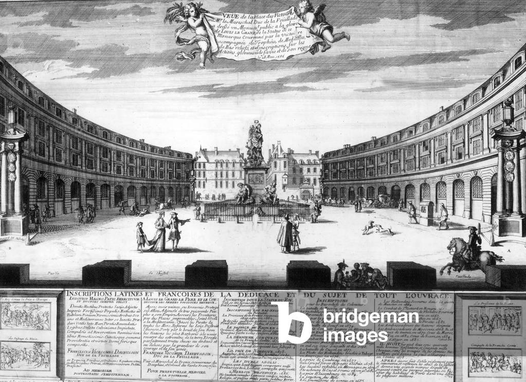the Place des Victoires (Victories Square) in Paris, engraving by N. Guerard in march 1686