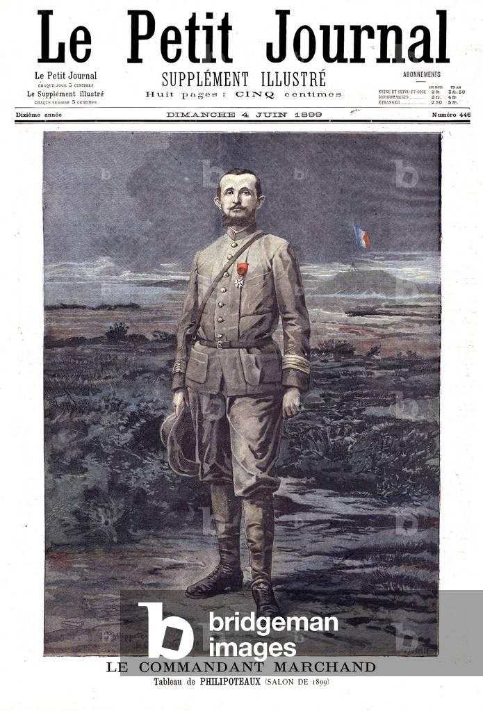 Major Marchand (1863 - 1934). Frontpage of le supplement illustre in Le Petit Journal  june 04 1899