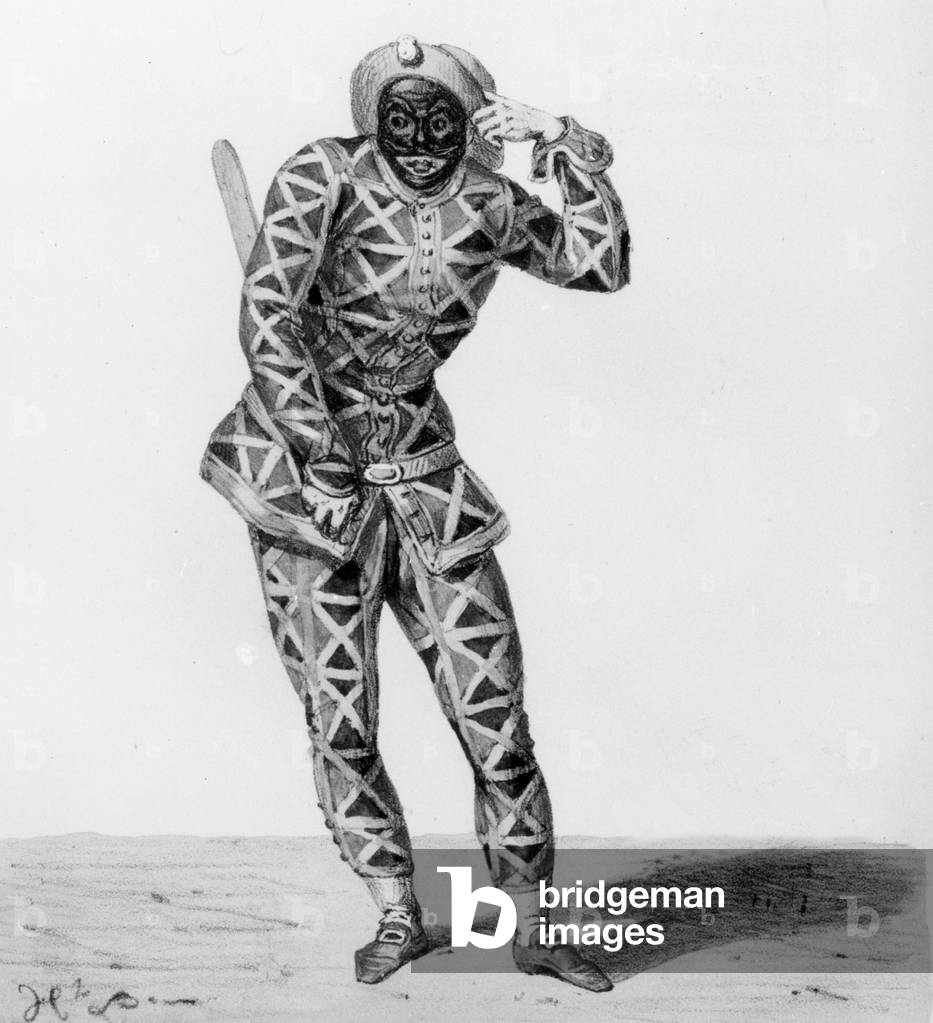 Evariste Gherardi (?-1700) italian comedian, here as Arlequin (Commedia dell'arte), engraving