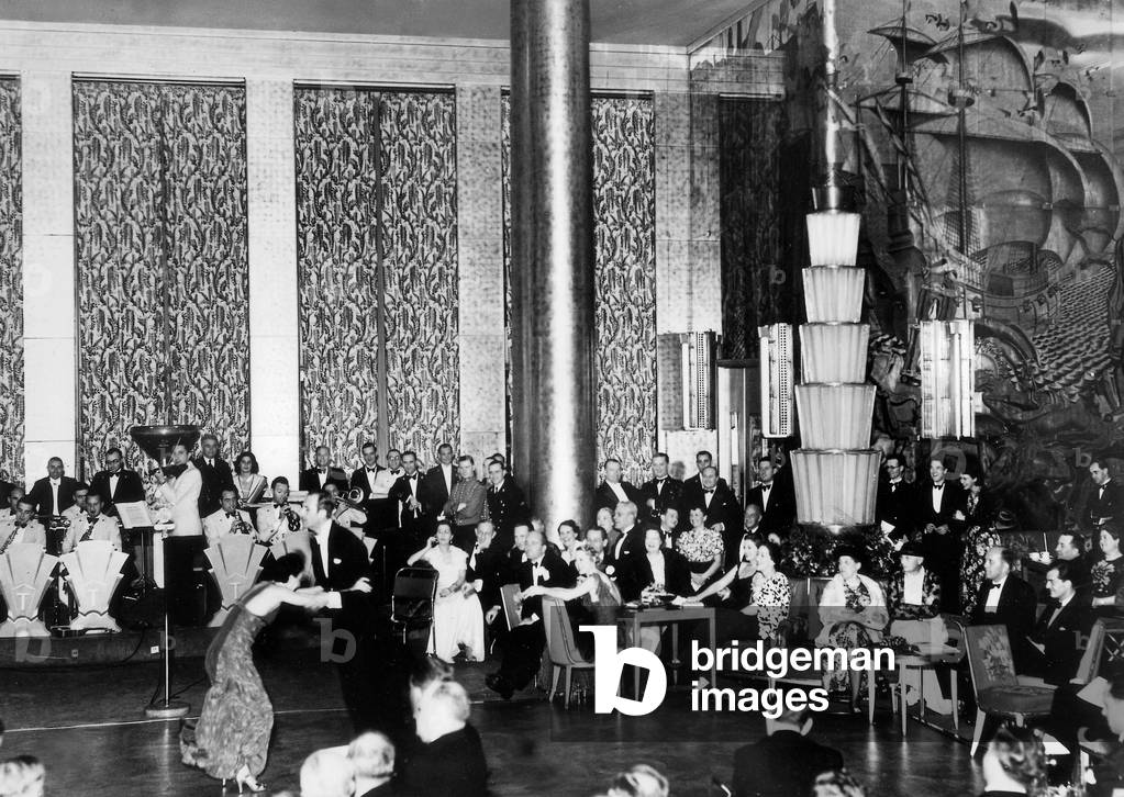 party on transatlantic liner Normandy (built in SaintNazaire and launched on october, 19 1932) c. 1940