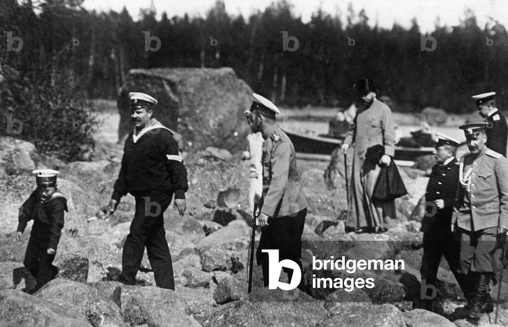 Czar of Russia Nicolas II (1868-1918) and his son czarevitch Alexis Nicolarevitch (1904-1918) in Norway 1907