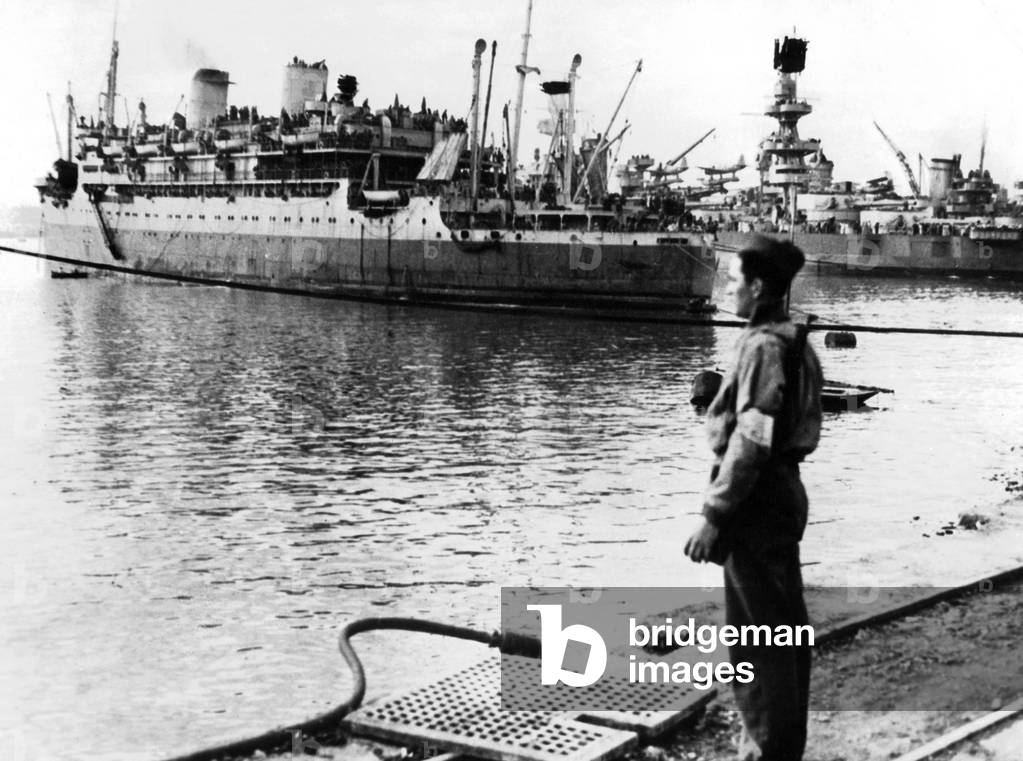 Americans in the harbour of Casablanca after landings of the Allied in Northern Africa november 1942