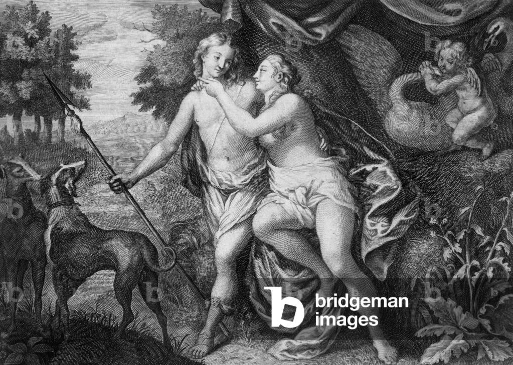 The lovers Adonis and Venus, engraving, 18th century