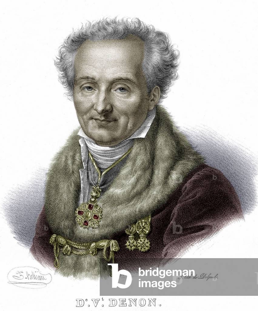 Dominique Vivant Denon (1747-1825) French writer engraver and administrator of Louvre museum, friend of Napoleon1st, engraving by Delpech colourized document