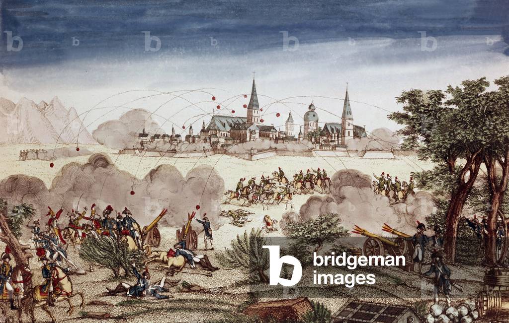 Capture of Magdebourg on november 8, 1806 : triumphant arrival of napoleonic army led by marshal ney, engraving