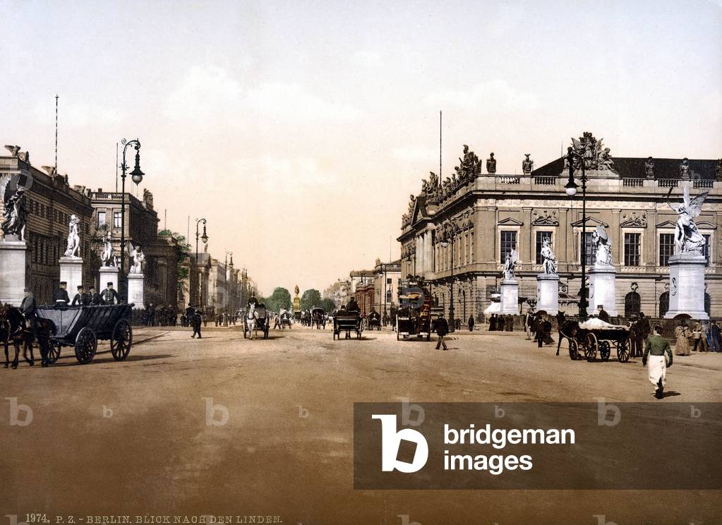 View of a street in Berlin, postcard, c. 1890-1900