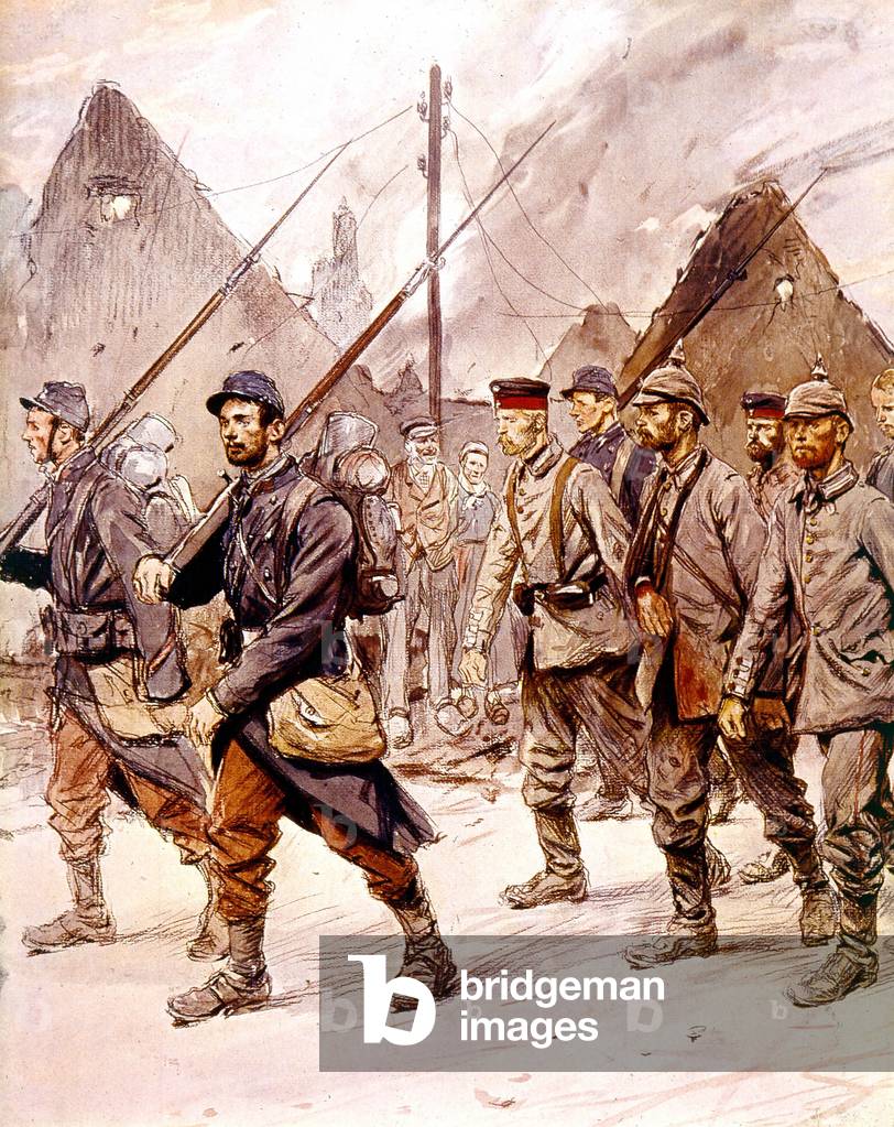 German prisoners in 1914, engraving
