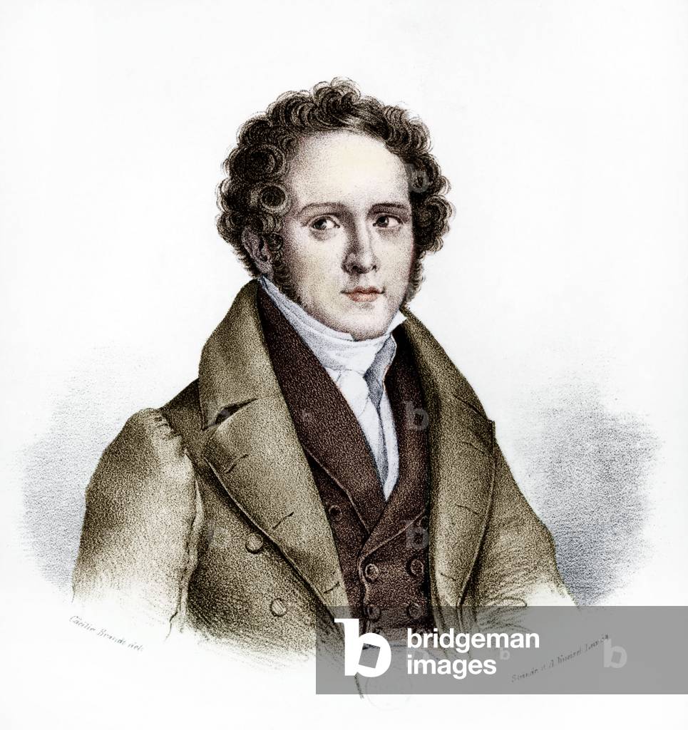 Vincenzo Bellini (1801-1835) italian composer, engraving colourized document