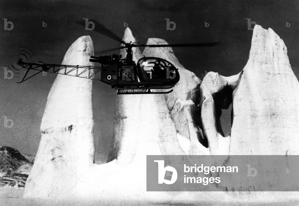 Alouette helicopter approaching an iceberg on september 24, 1957