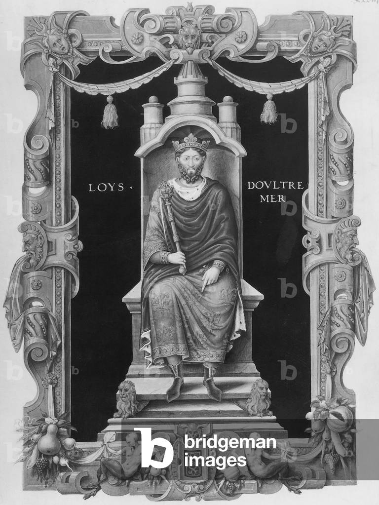 Louis IV called d'Outremer or Transmarinus (921-954) French king in 936-954, illumination from 