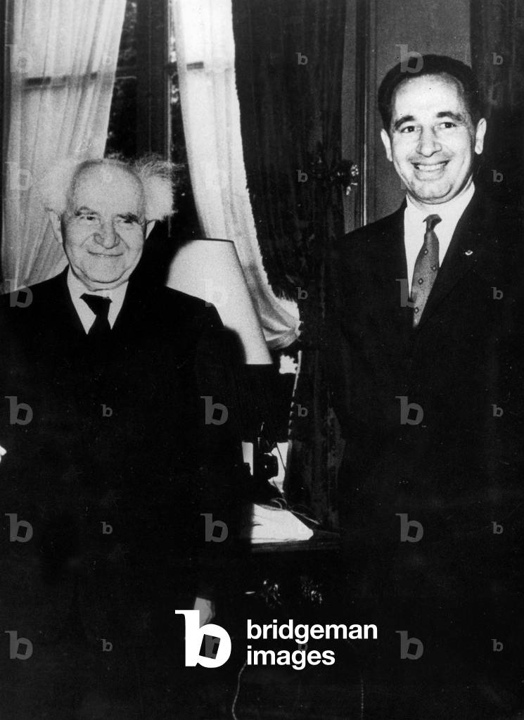 David Ben Gourion (1886-1973) and Shimon Peres israeli politicians c. 1950