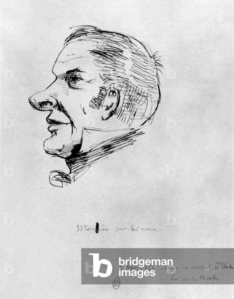 Prosper Merimee (1803-1870) French writer, selfportrait 1850, dessin