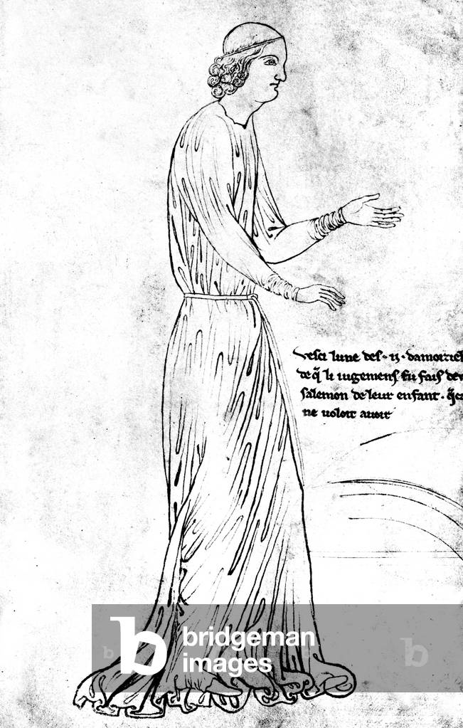 woman of the Judgement of Solomon, sketch by French architect Villard de Honnecourt (c.1225-c.1250)