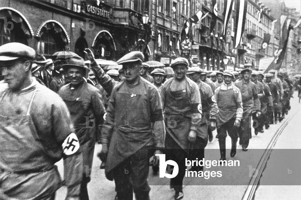 German workers during parade for national socialism, 30's