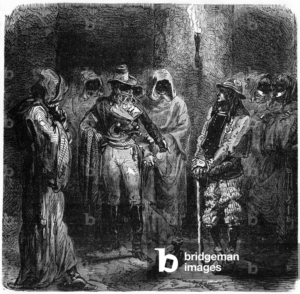 The Companions of Jehu, engraving illustrating novel by Alexandre Dumas Pere (1857)