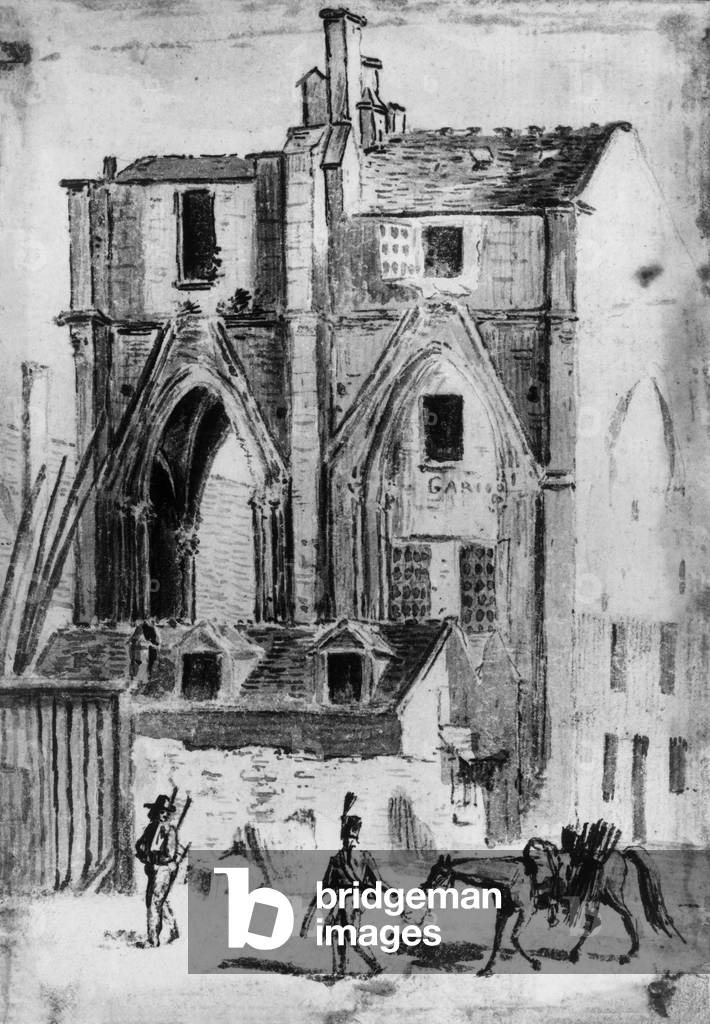 Ruins of Bernardine's convent in Paris, drawing, c. 1815